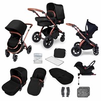 Ickle Bubba Stomp v4 Special Edition All In One Travel System with Galaxy Car Seat and Isofix Base (Frame: Bronze, Fabric Colour: Midnight)