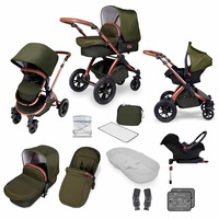 Ickle Bubba Stomp v4 Special Edition All In One Travel System with Galaxy Car Seat and Isofix Base (Frame: Bronze, Fabric Colour: Woodland)