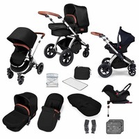 Ickle Bubba Stomp v4 Special Edition All In One Travel System with Galaxy Car Seat and Isofix Base (Frame: Chrome, Fabric Colour: Midnight)