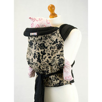 Palm and Pond Mei Tai Baby Sling -Black Floral on Tan