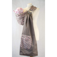 Palm and Pond Ring Sling - Grey With Pink Polka Dots