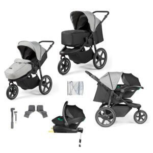 Ickle Bubba Venus Prime Jogger 3 Wheel Stroller I-Size Travel System with Isofix Base - Space Grey