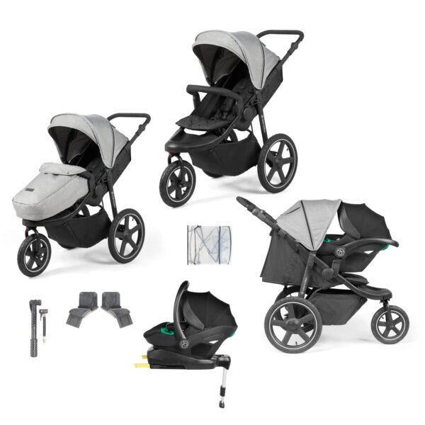 Ickle Bubba Venus Venus Max Jogger 3 Wheel Stroller I-Size Travel System with Isofix Base - Space Grey