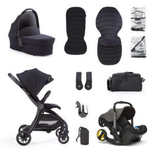 Junior Jones Aylo Rich Black 11pc Travel System inc Doona Urban Grey Car Seat