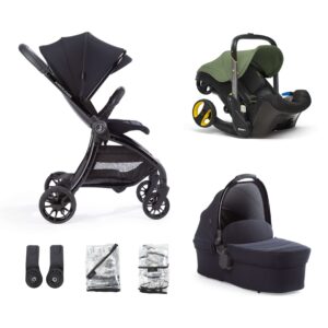 Junior Jones Aylo Rich Black 6pc Travel System inc Doona Desert Green Car Seat