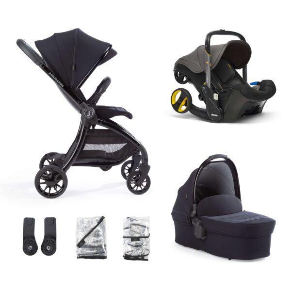 Junior Jones Aylo Rich Black 6pc Travel System inc Doona Urban Grey Car Seat