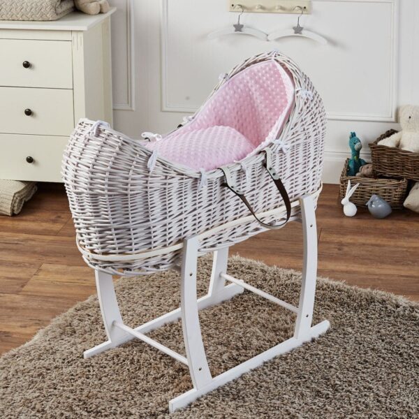 Wicker Deluxe Pod Baby Moses Basket With Stand