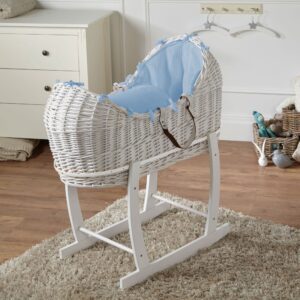 Wicker Deluxe Pod Baby Moses Basket With Stand