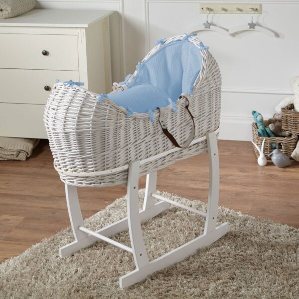 Wicker Deluxe Pod Baby Moses Basket With Stand