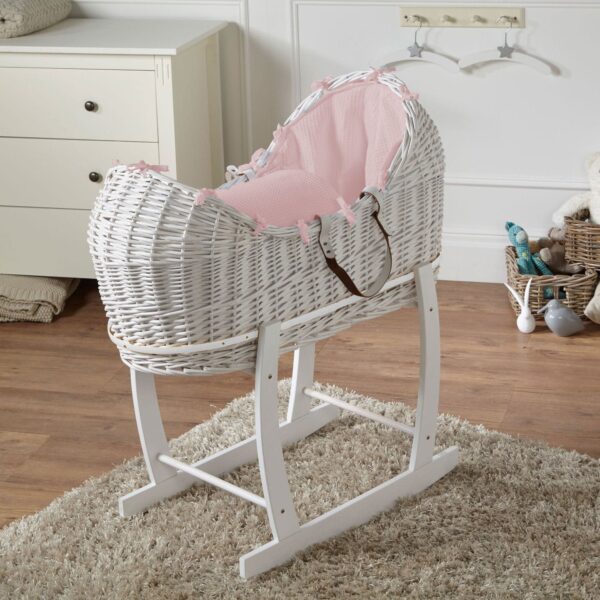 Wicker Deluxe Pod Baby Moses Basket With Stand