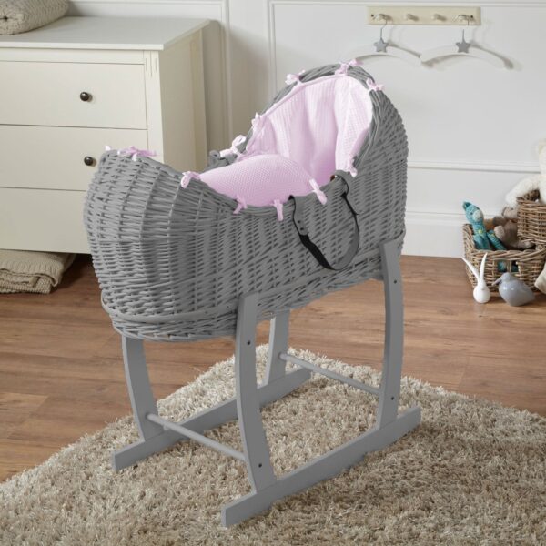 Wicker Deluxe Pod Baby Moses Basket With Stand