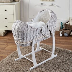 Wicker Deluxe Pod Baby Moses Basket With Stand