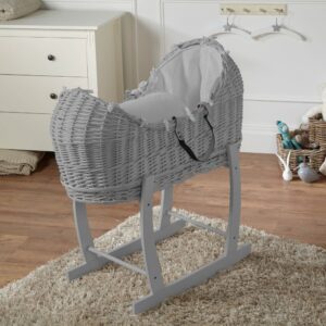 Wicker Deluxe Pod Baby Moses Basket With Stand