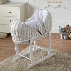 Wicker Deluxe Pod Baby Moses Basket With Stand