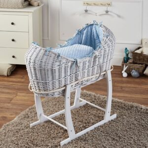 Wicker Deluxe Pod Baby Moses Basket With Stand