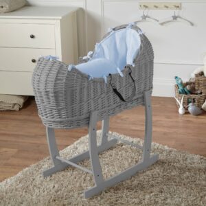 Wicker Deluxe Pod Baby Moses Basket With Stand