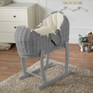 Wicker Deluxe Pod Baby Moses Basket With Stand