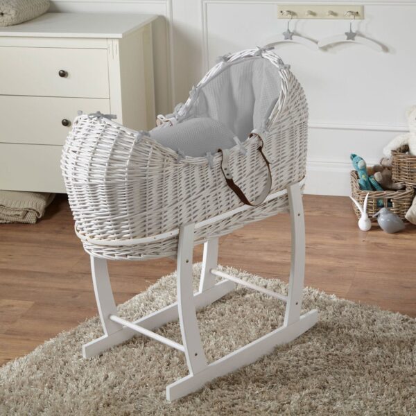 Wicker Deluxe Pod Baby Moses Basket With Stand